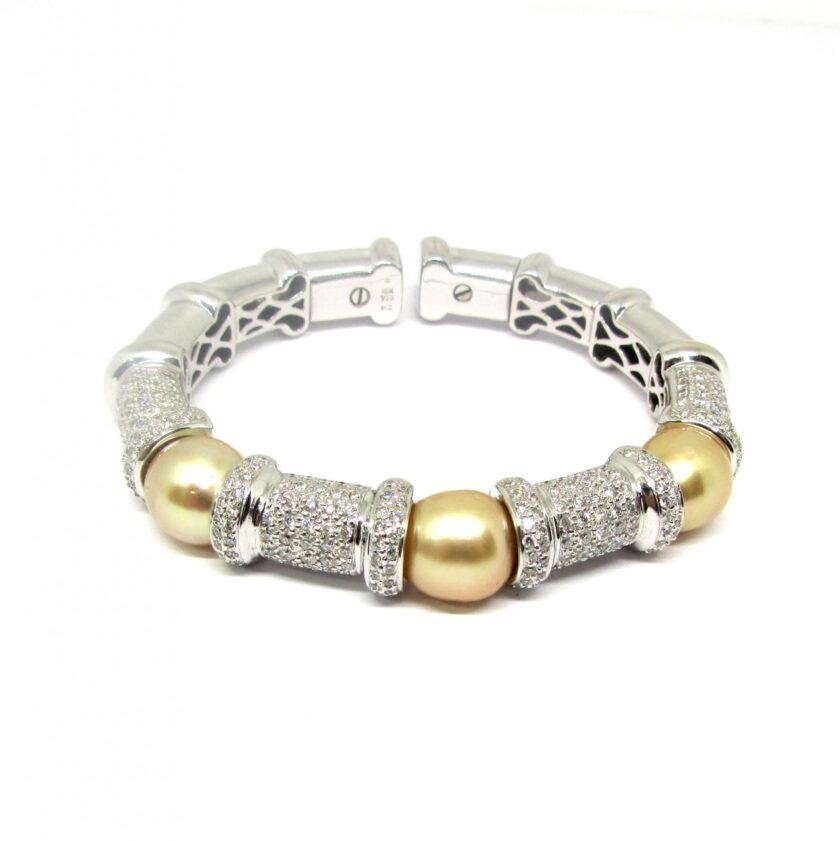 Pulsera diamantes y perlas