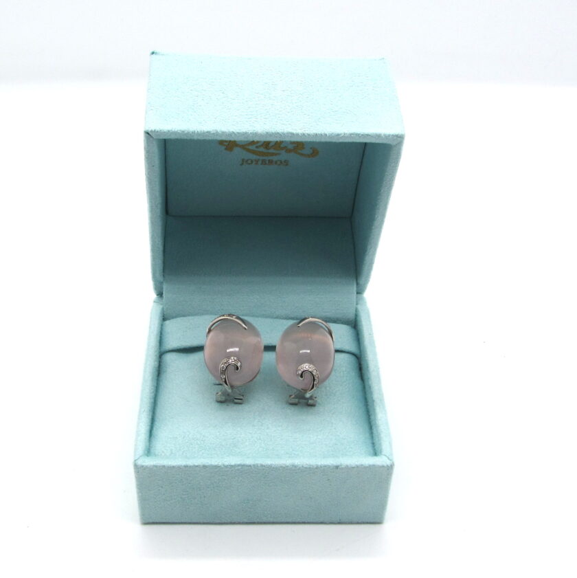 Pendientes Cuarzo Rosa y Oro Blanco - Image 4