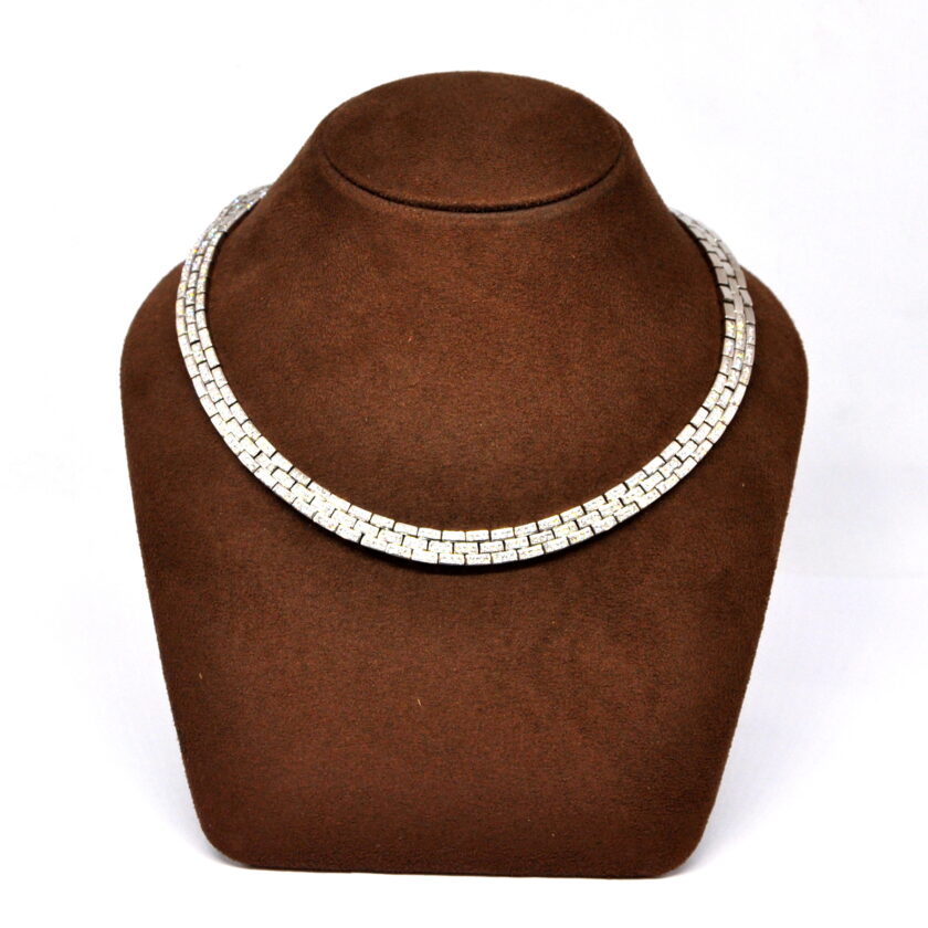 Collar de oro blanco de 18 quilates con frontal de pavé de diamantes - Image 10