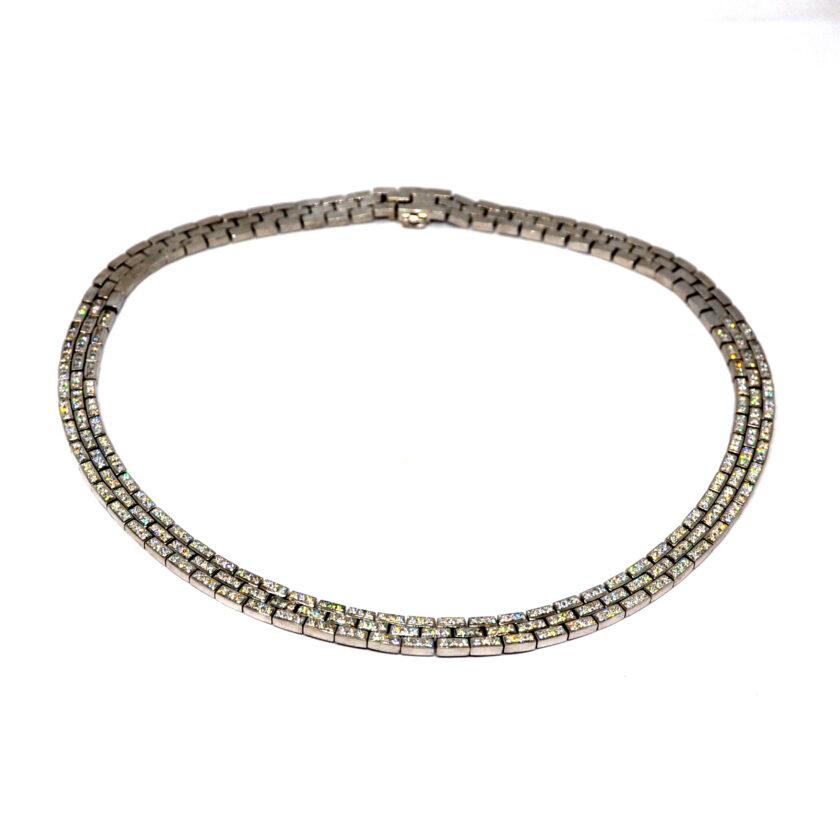 Collar de oro blanco de 18 quilates con frontal de pavé de diamantes - Image 5