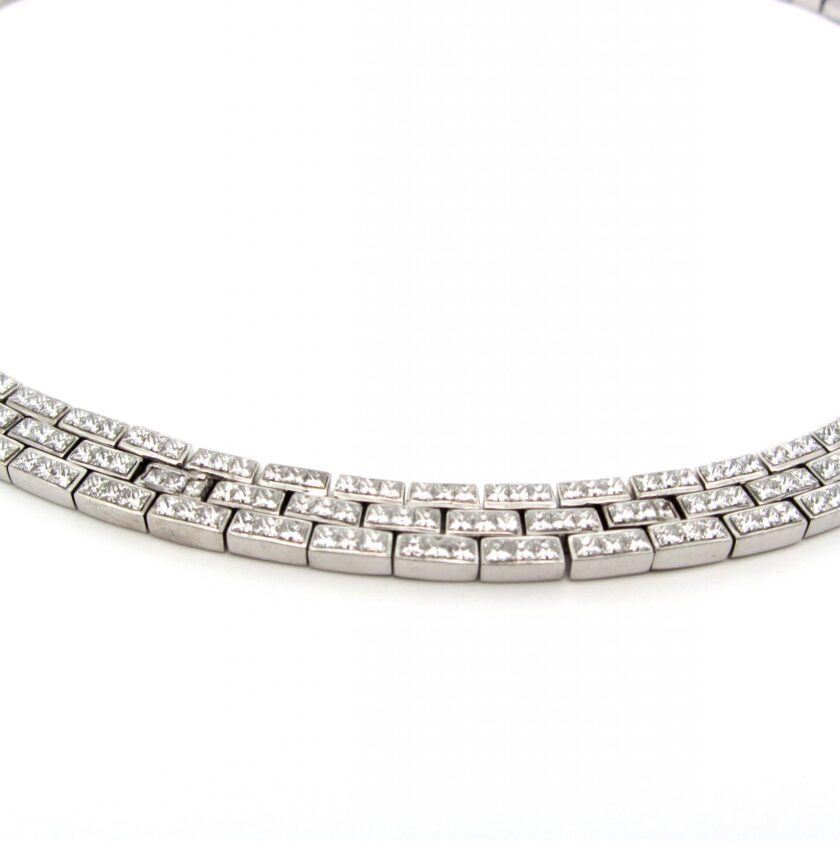 Collar de oro blanco de 18 quilates con frontal de pavé de diamantes - Image 2