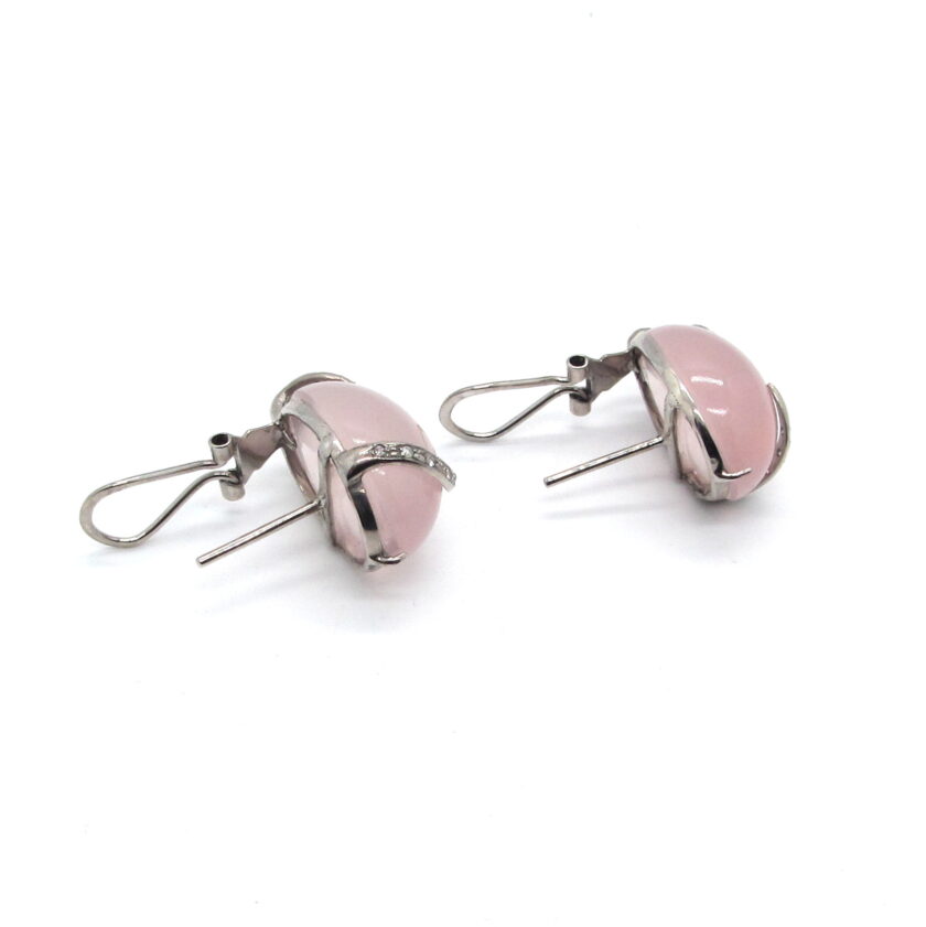 Pendientes Cuarzo Rosa y Oro Blanco - Image 3