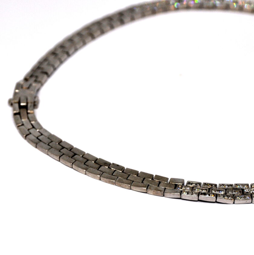 Collar de oro blanco de 18 quilates con frontal de pavé de diamantes - Image 6