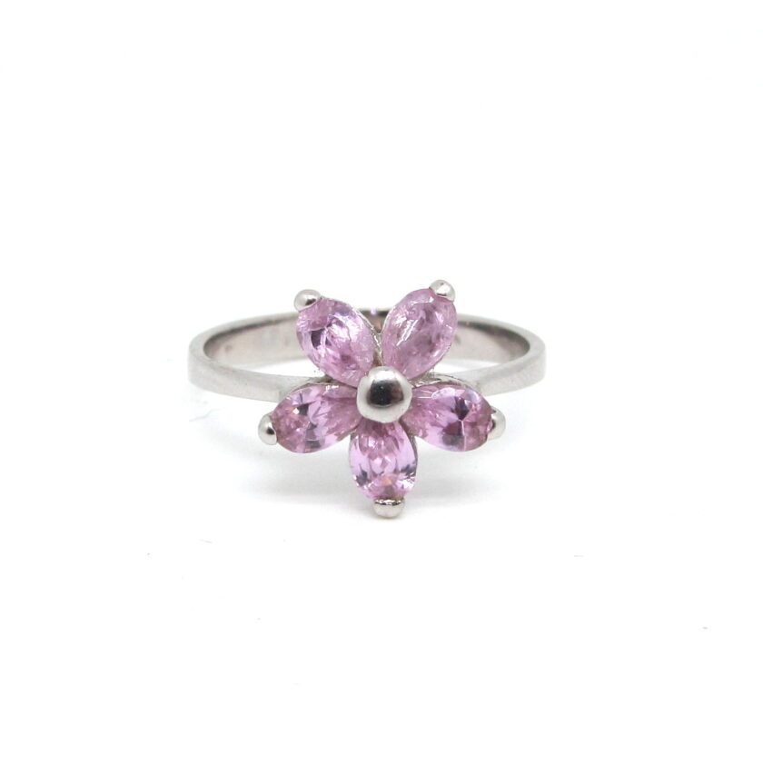 Sortija Flor Rosa de Oro Blanco - Image 2