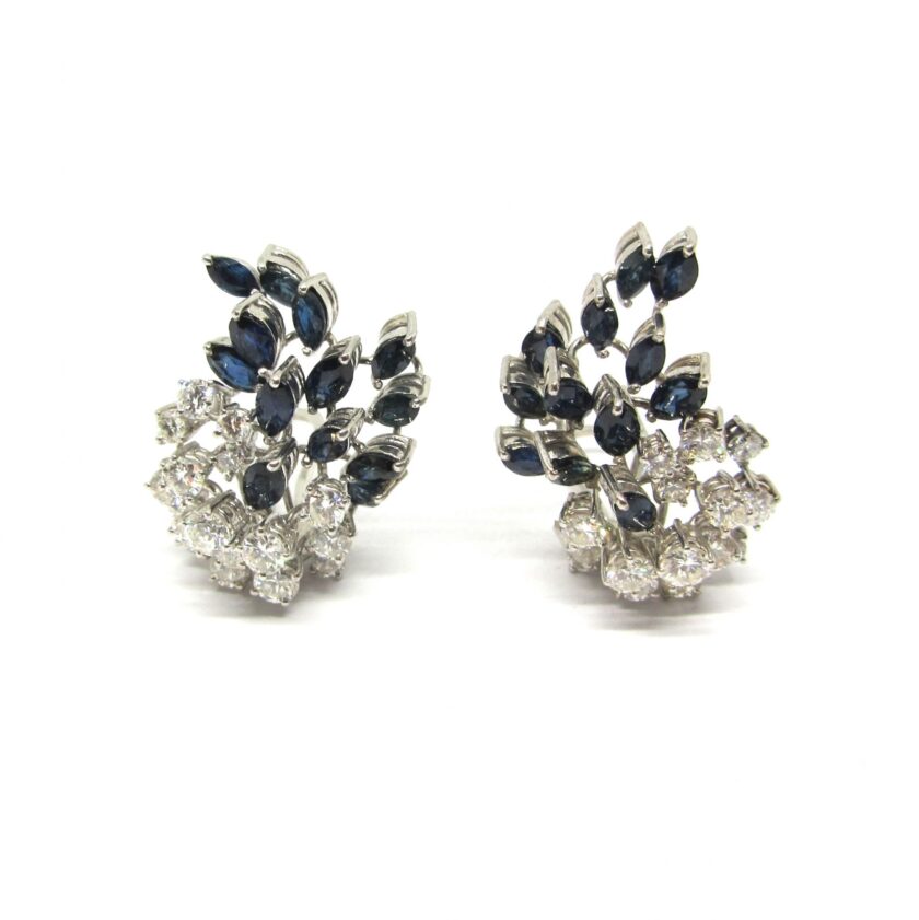 Pendientes diamantes y zafiros