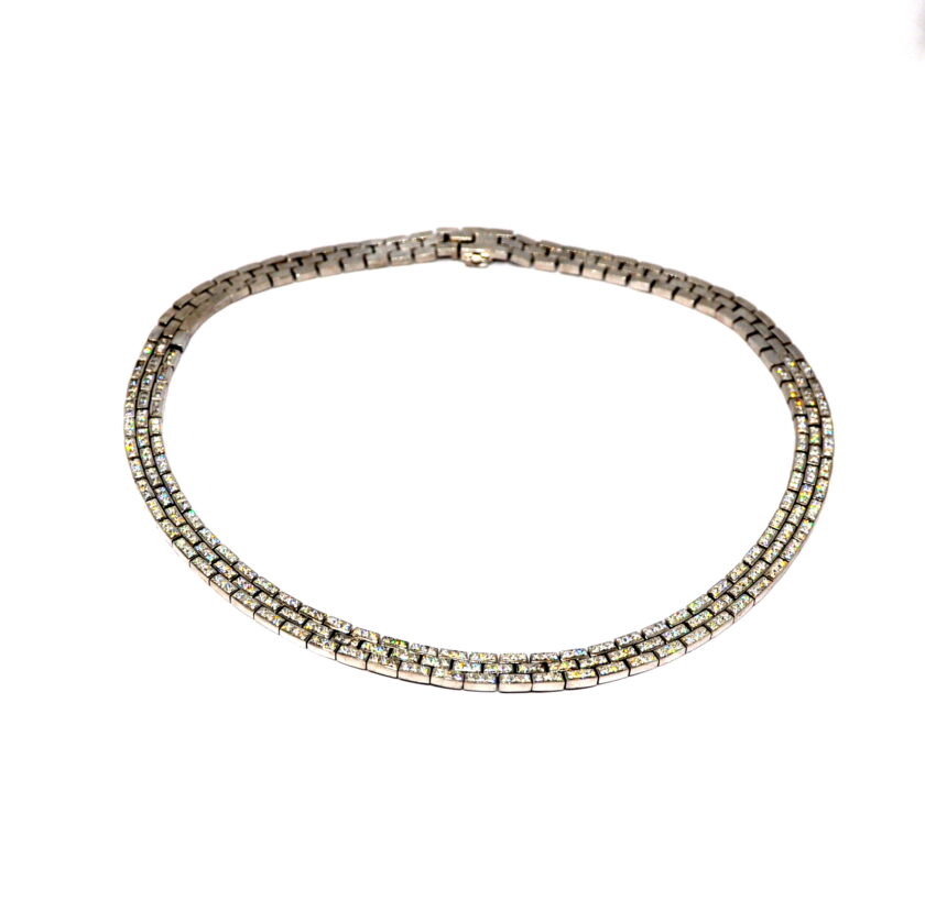 Collar de oro blanco de 18 quilates con frontal de pavé de diamantes - Image 11