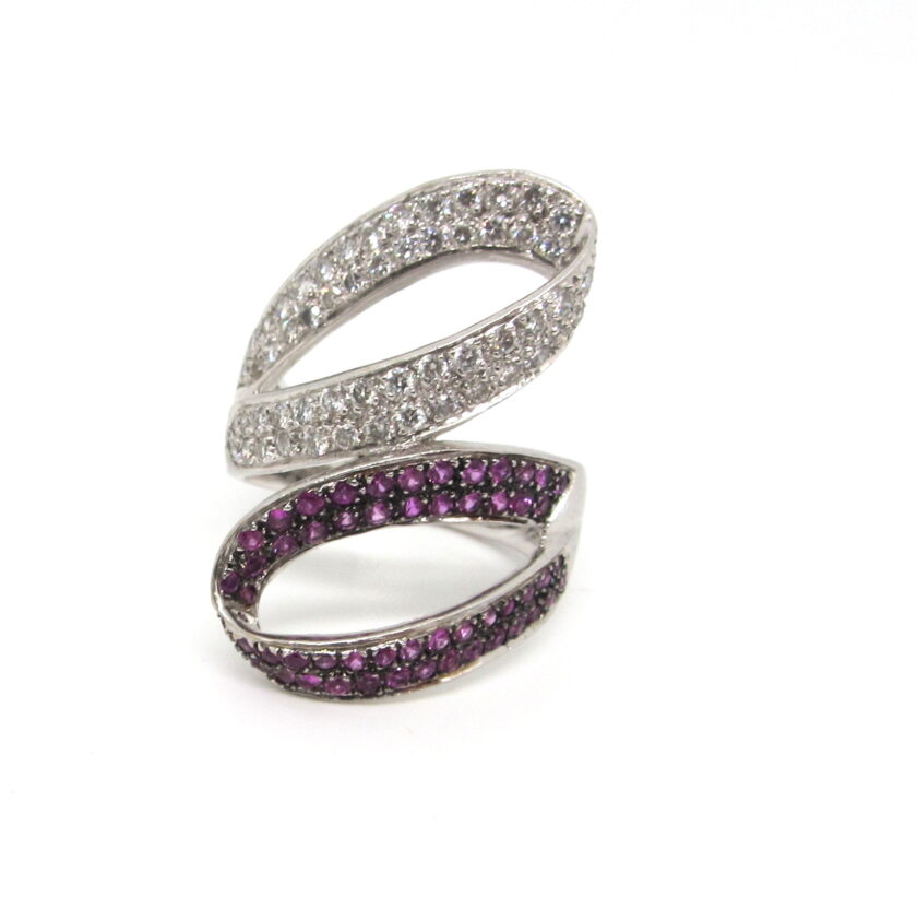 Sortija Tu y YO con zafiros rosas y diamantes - Image 3