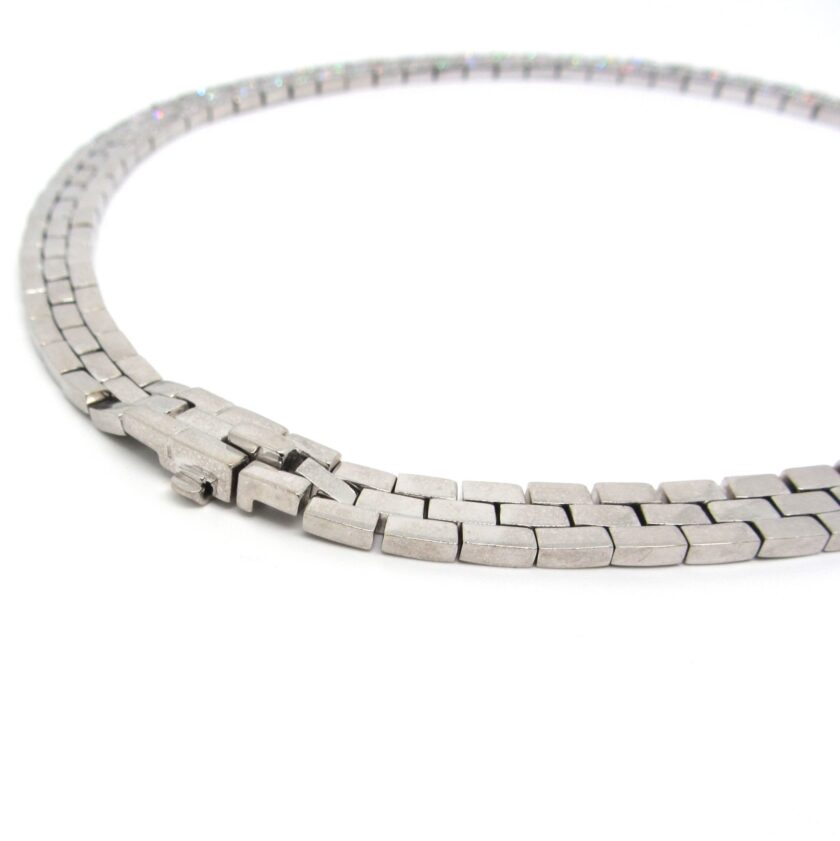 Collar de oro blanco de 18 quilates con frontal de pavé de diamantes - Image 3