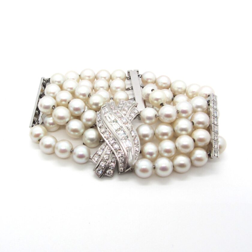 Brazalete perlas y diamantes