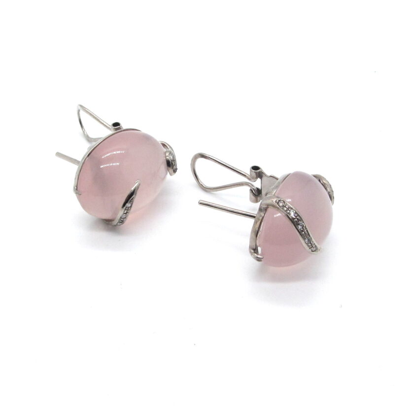 Pendientes Cuarzo Rosa y Oro Blanco - Image 2