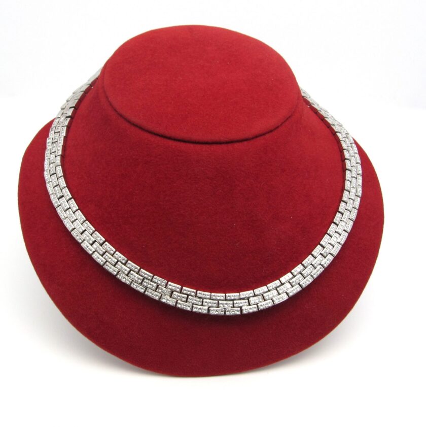 Collar de oro blanco de 18 quilates con frontal de pavé de diamantes - Image 4