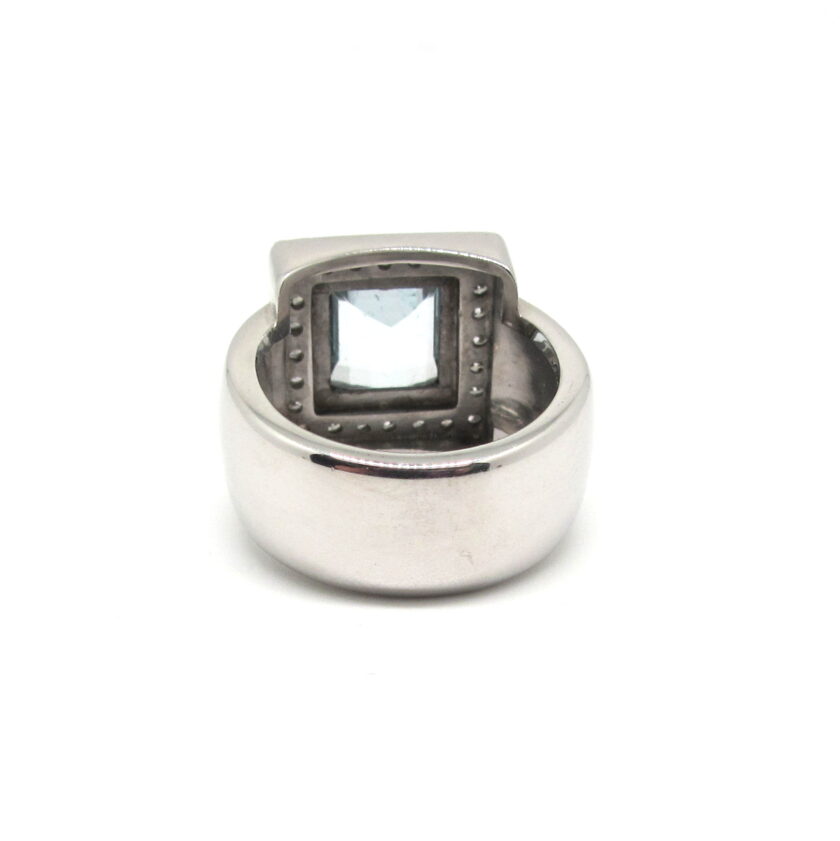 Sortija oro Blanco con diamantes y aguamarina - Image 5
