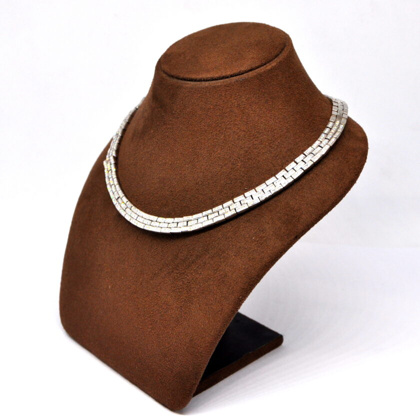 Collar de oro blanco de 18 quilates con frontal de pavé de diamantes - Image 9
