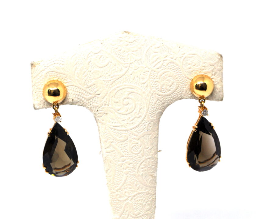 Pendientes Lágrima Cuarzo Ahumado - Image 8