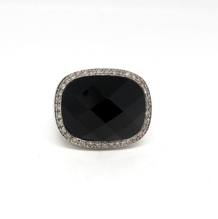 Sortija Perelli de oro blanco con ónix y brillantes - Image 4