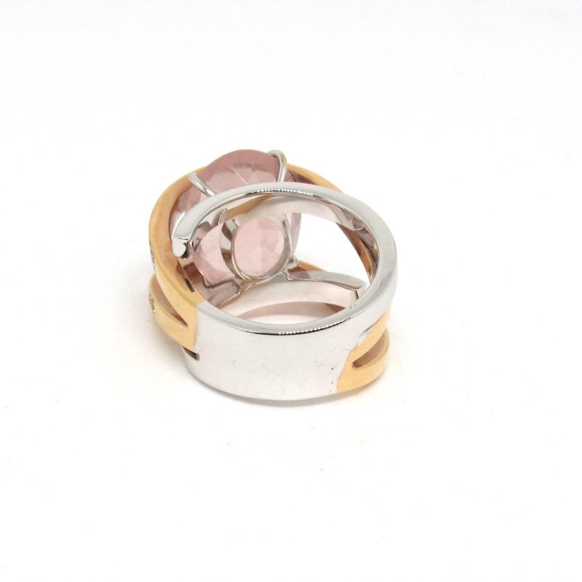 Sortija pesavento con piedra rosa y diamantes - Image 3