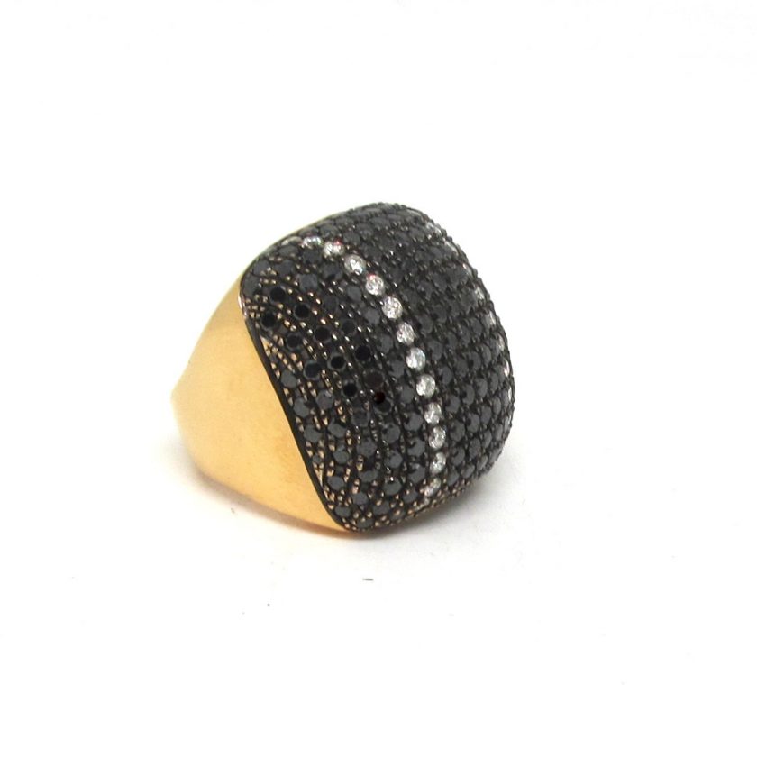 Sortija pesavento en oro amarillo con diamantes negros - Image 2