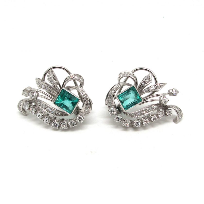 Pendientes Esmeralda y Diamantes