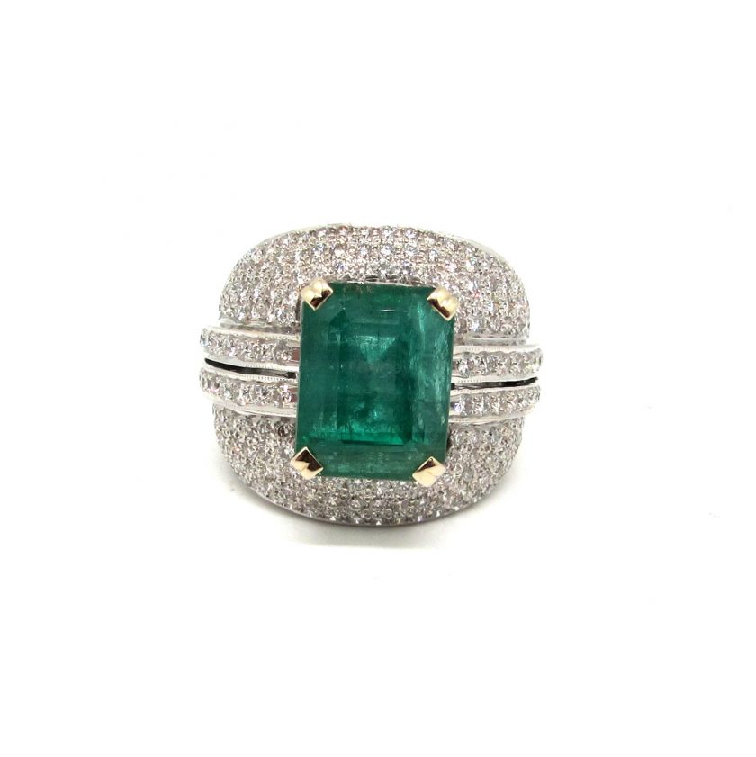 Sortija Esmeralda y Diamantes